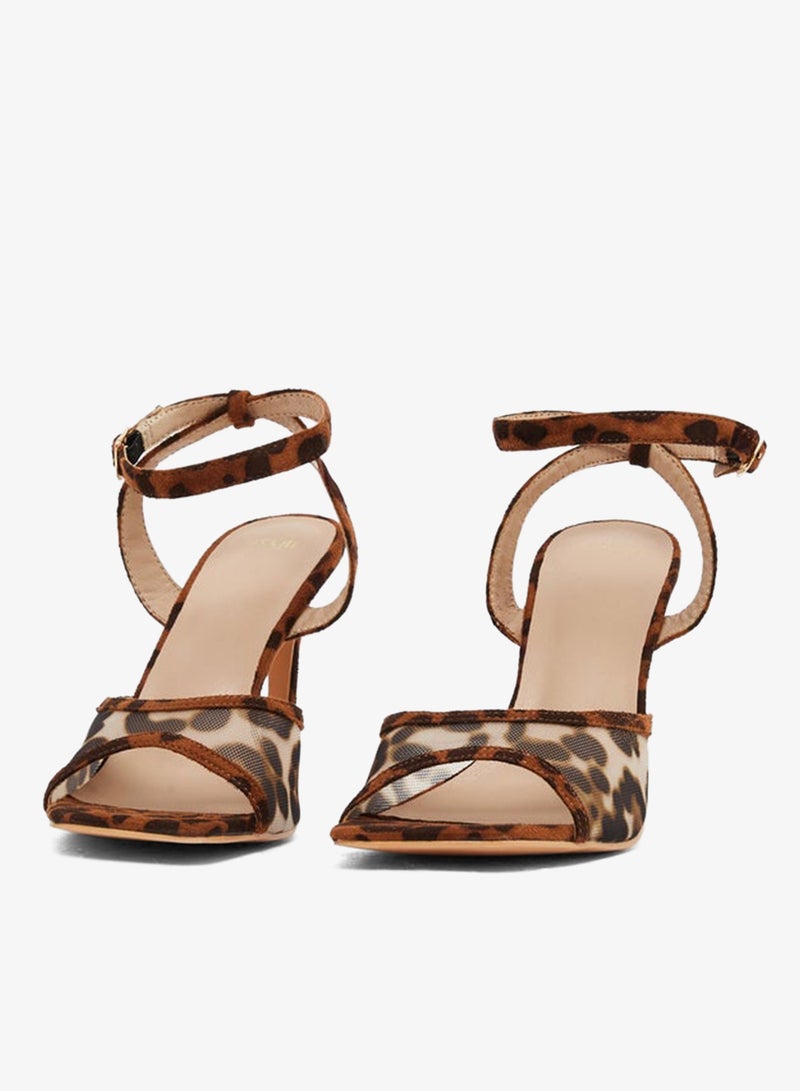 Styli Animal Print Ankle Strap Stiletto Heel Sandals - Image 2