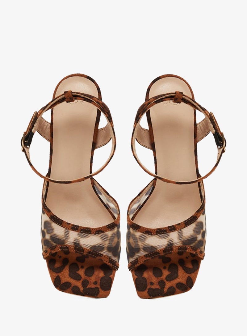 Styli Animal Print Ankle Strap Stiletto Heel Sandals - Image 5