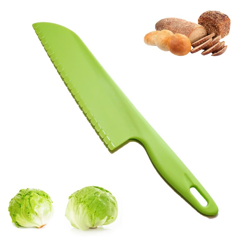 jawbush Professional Lettuce Knife 11 Serrated Salad Cutter for Veggies Fruit Bread Cake Salad Plastic Kitchen Nylon Knife for Cooking and Cutting to Prevent Turning Brown Green