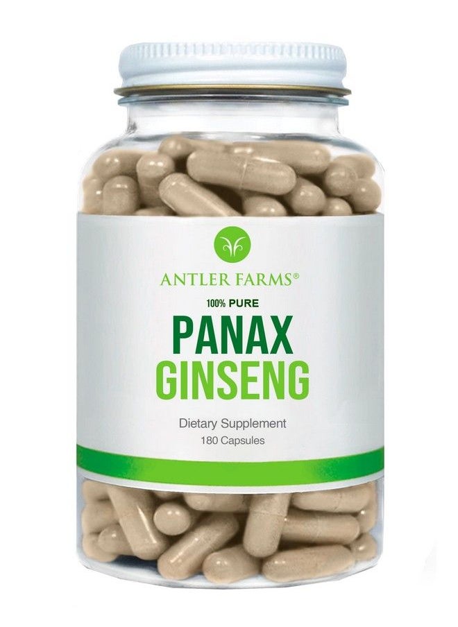 Antler Farms - 100% Pure Organic Panax Ginseng Extract 180 Capsules 500Mg Extracted From Slow Grown Aged Ginseng Root 10% Min. Ginsenosides Boost Mental Performance Energy And Immunity - Image 1