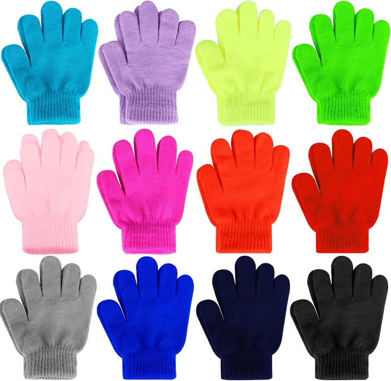 ONESING 3-24 Pairs Winter Knit Gloves for Kids - White Finger Gloves for Boys and Girls - Image 1