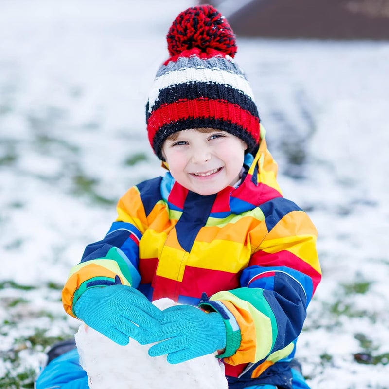 ONESING 3-24 Pairs Winter Knit Gloves for Kids - White Finger Gloves for Boys and Girls - Image 4