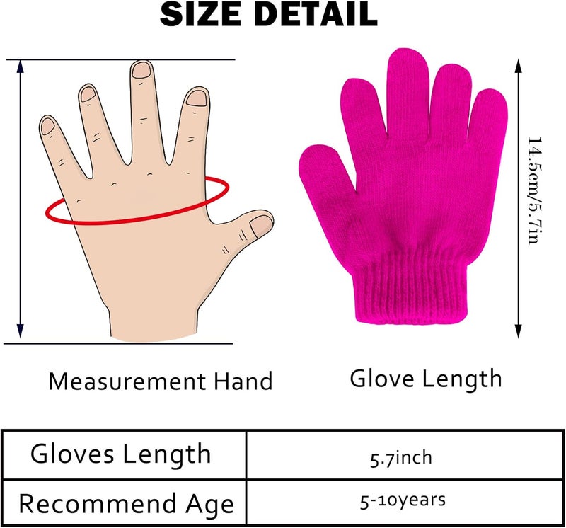 ONESING 3-24 Pairs Winter Knit Gloves for Kids - White Finger Gloves for Boys and Girls - Image 3