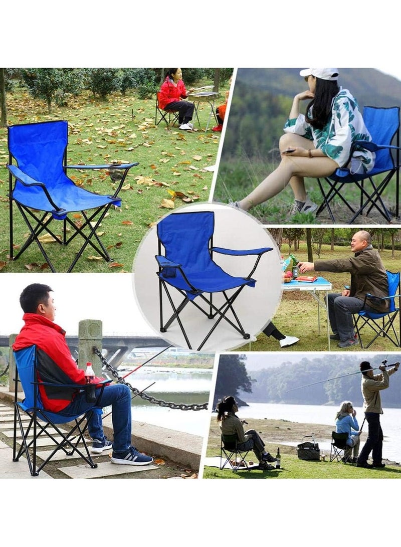 PRIMO PLUS Multi-purpose folding camping chair, portable with cup holder and small backpack for outdoor use, Blue - Image 4