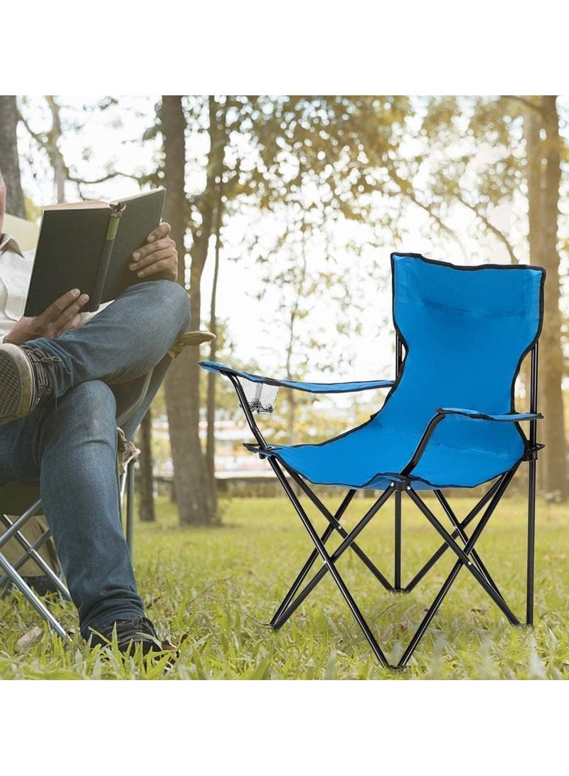 PRIMO PLUS Multi-purpose folding camping chair, portable with cup holder and small backpack for outdoor use, Blue - Image 5