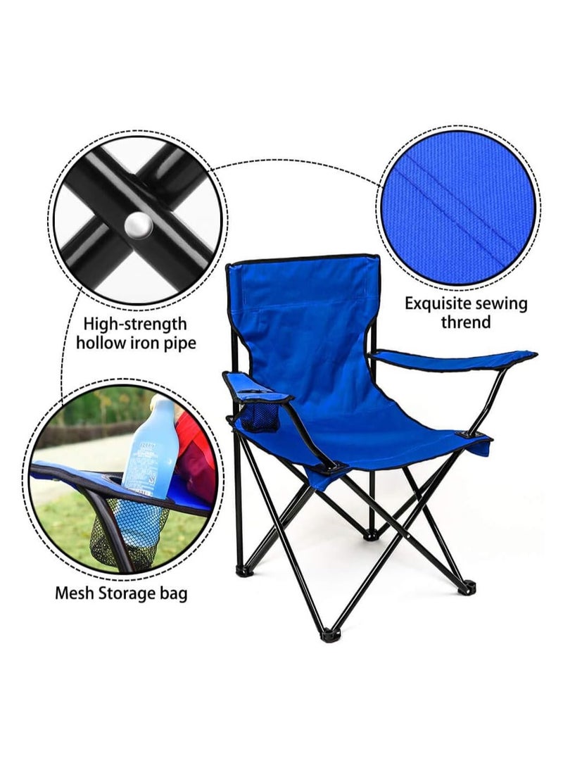 PRIMO PLUS Multi-purpose folding camping chair, portable with cup holder and small backpack for outdoor use, Blue - Image 2