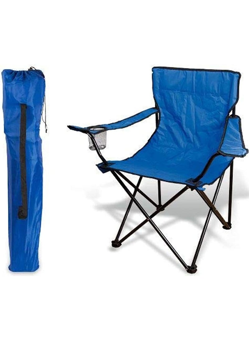 PRIMO PLUS Multi-purpose folding camping chair, portable with cup holder and small backpack for outdoor use, Blue - Image 1