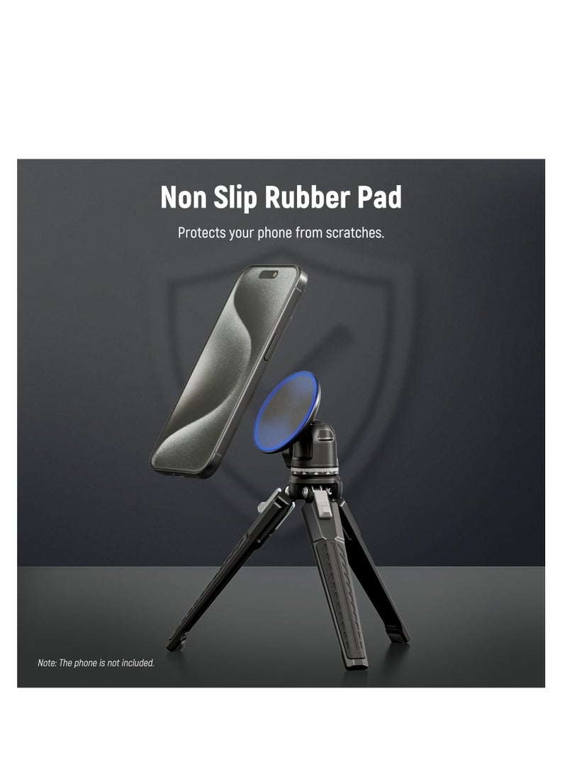 Magnetic Phone Tripod Set, Single Hand Grip Selfie Stick Metal Tabletop Mini Tripod with 360° Ball Head, Compatible with MagSafe iPhone 15 Pro Max 14 13 12 Series, 1/4" Threads, PA010+TP29  - Image 5