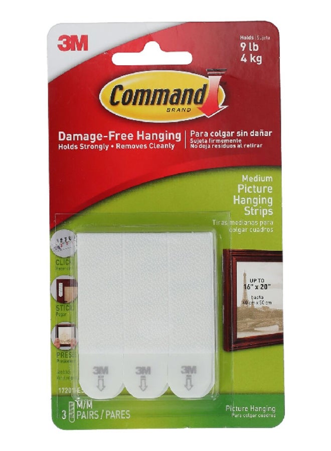 3M 4-Piece Picture Hanging Strip White Medium 17201-ES - Image 1