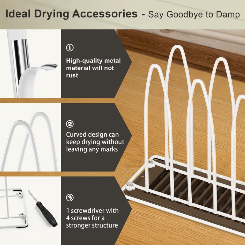 Dunkive 1 Pack Metal Shoe Drying Rack, Shoes, Boot, and Glove Drying Rack, Dryer Racks for Shoes and Dryer Shoe Racks Inside Dryers (White) - Image 3