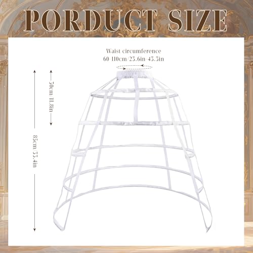 iHUFeather Victorian Petticoat Hoop Skirt Women Adjustable Bustle Cage Skirt for Wedding, Party - Image 2