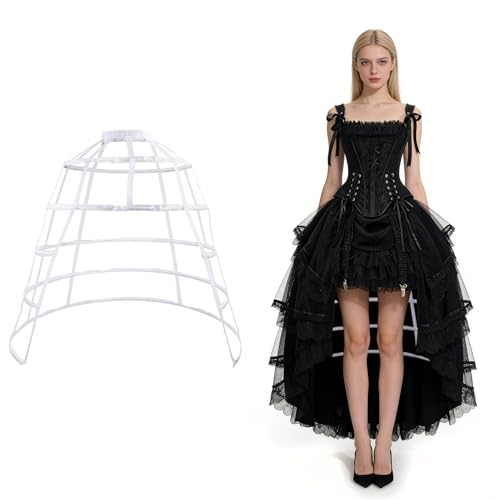iHUFeather Victorian Petticoat Hoop Skirt Women Adjustable Bustle Cage Skirt for Wedding, Party - Image 1