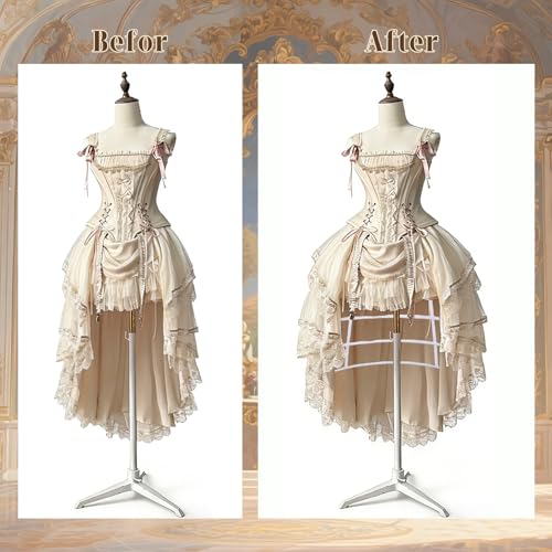 iHUFeather Victorian Petticoat Hoop Skirt Women Adjustable Bustle Cage Skirt for Wedding, Party - Image 5