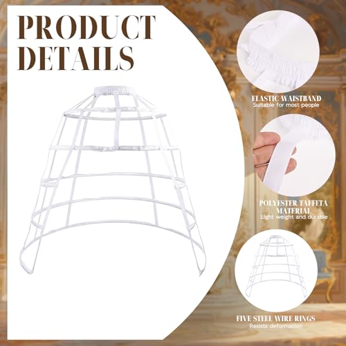 iHUFeather Victorian Petticoat Hoop Skirt Women Adjustable Bustle Cage Skirt for Wedding, Party - Image 4