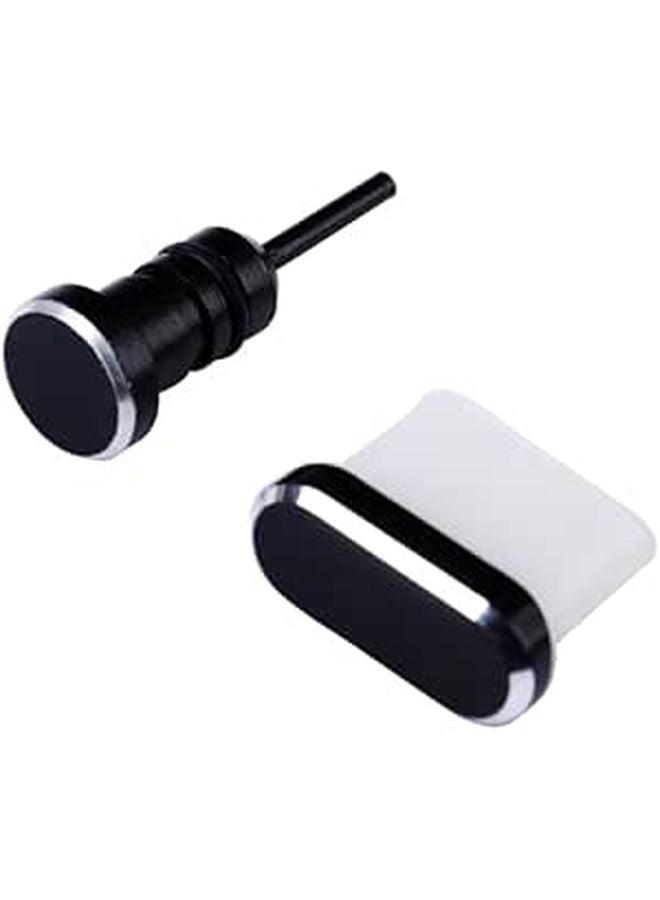 2pcs Black USB Type C and 3.5mm Jack Dust Plugs Prevents Liquid Dirt in Ports - Image 1