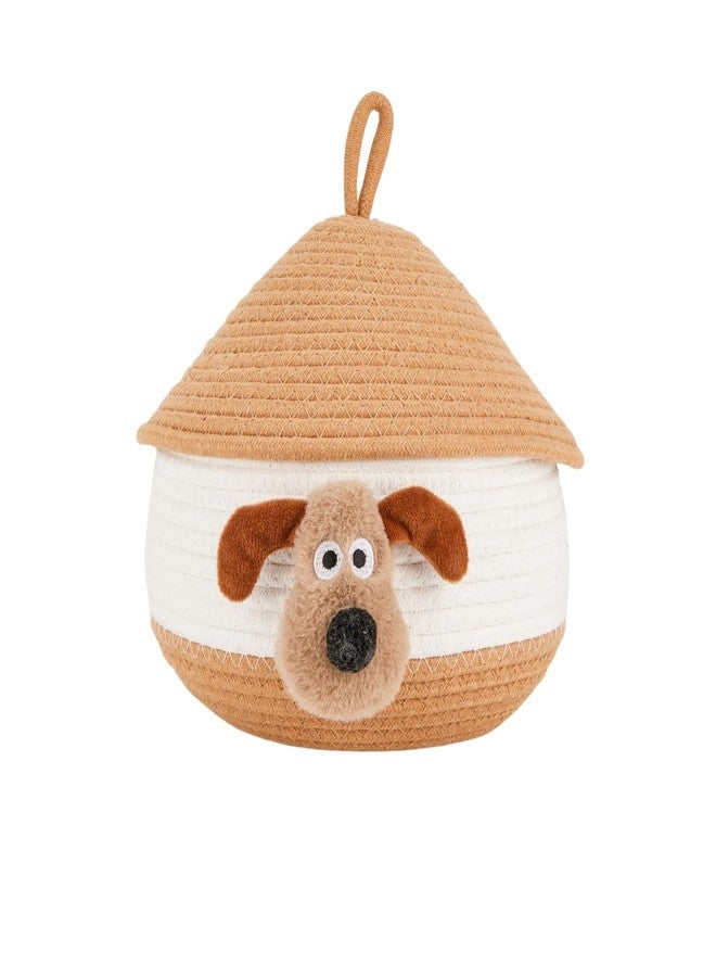 Bellar Small Rope Basket With Lid Woven Storage Box Cute Animal Dog Toy Box Organizers Cotton Rope Basket for Kids Small Snack Storage Area Decorative Boxes Aesthetic-8.6''*8.6''-Brown*White - Image 1