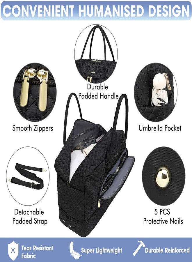 LUOCIP Large Women Travel Duffle Bag - Carry on Overnight Bags Weekend Travel Duffel Tote Bag with Wet Pocket Toiletry Weekender, Z-black-3pcs, Travel Bag-3Pcs, Travel Duffle Bag - Image 4