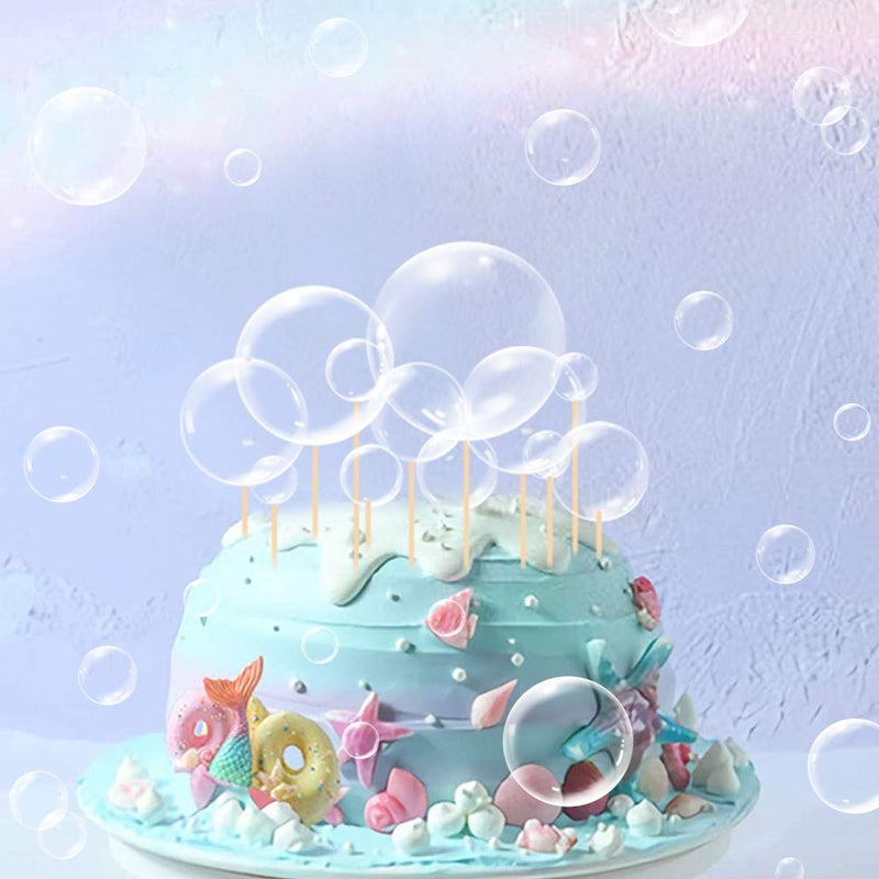 Lotus Mann 27Pcs Mermaid Party Cake Decor Transparent Bubble Cupcake Toppers For Ocean Party Cake Decorations - Image 2