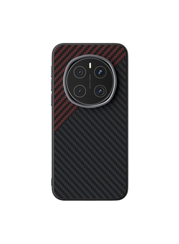 أبيل جراب هاتف مغناطيسي فاخر من ألياف الكربون غير اللامع لهاتف هونر ماجيك 7 برو مع شحن لاسلكي وغطاء خلفي مقاوم للصدمات - أسود - Image 2