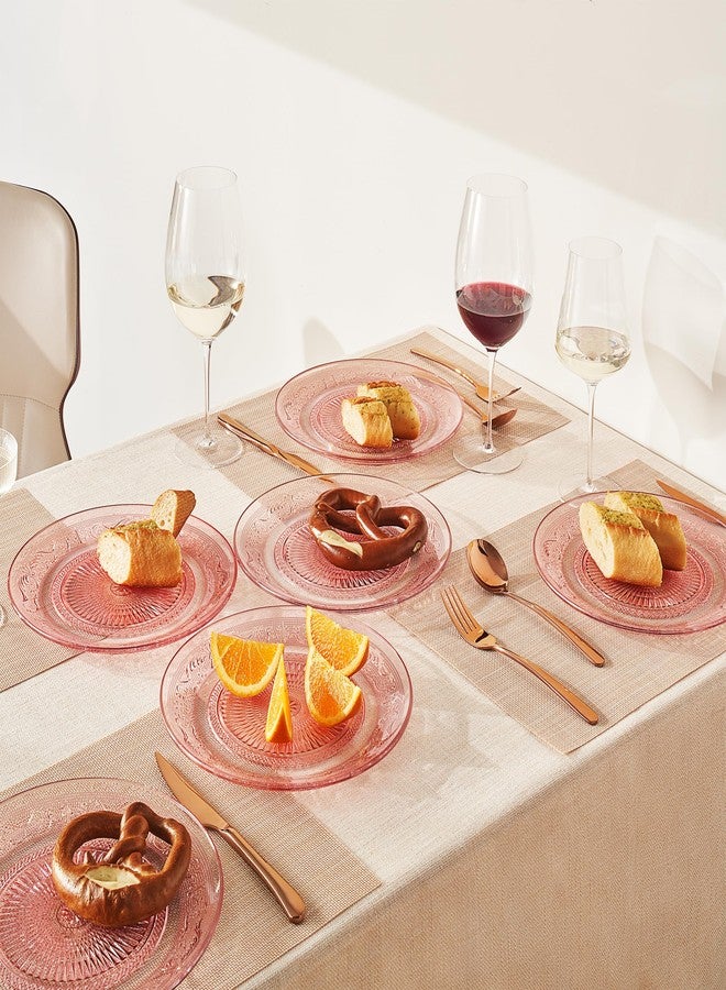 Khen Art Deco Vintage Crystal Pink Plates | Set of 6 | Unique 10.5" Dinner or Charger Plates - Dinner, Charger, Dessert Server, Appetizer Plate, Snack, Fruit, Hand Wash, Housewarming Gift - Image 4