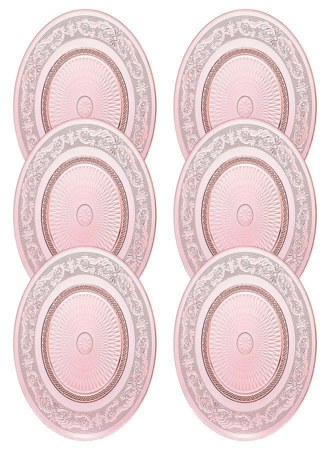 Khen Art Deco Vintage Crystal Pink Plates | Set of 6 | Unique 10.5" Dinner or Charger Plates - Dinner, Charger, Dessert Server, Appetizer Plate, Snack, Fruit, Hand Wash, Housewarming Gift - Image 2