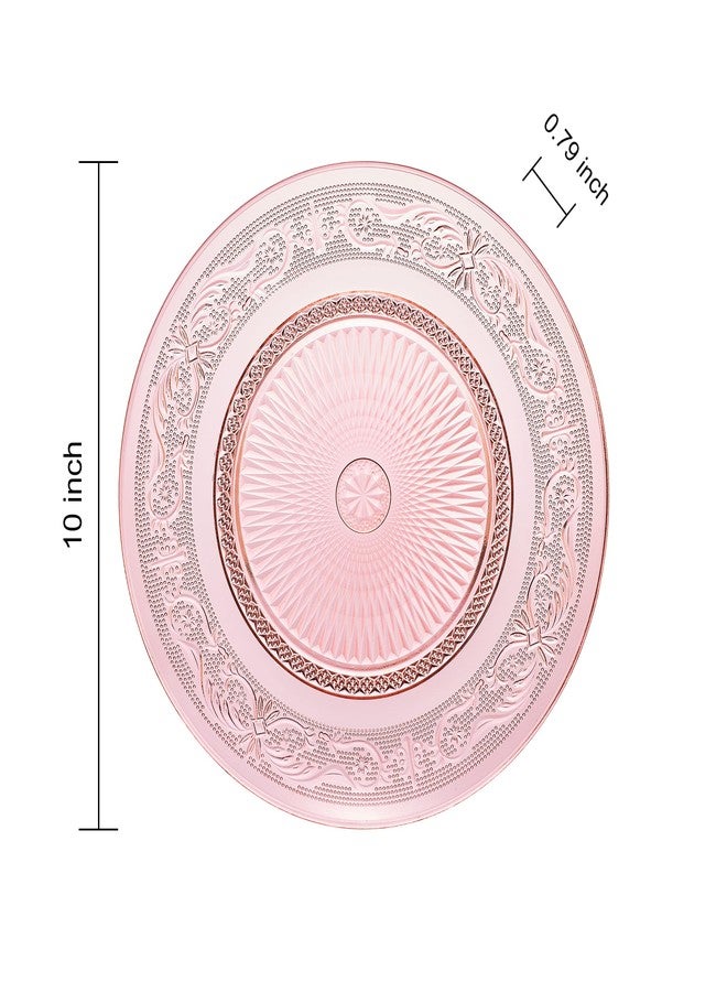 Khen Art Deco Vintage Crystal Pink Plates | Set of 6 | Unique 10.5" Dinner or Charger Plates - Dinner, Charger, Dessert Server, Appetizer Plate, Snack, Fruit, Hand Wash, Housewarming Gift - Image 3