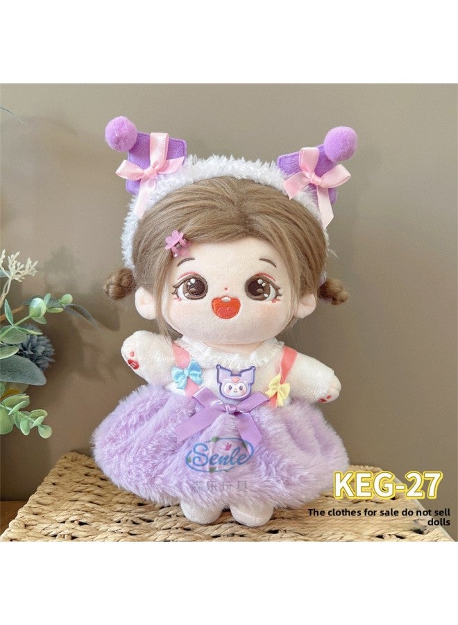 # 20cm Cotton Doll Clothes For Fat Body Can Be Worn Preppy Style Suit Plush Doll Dress Up Cute Baby Clothes Skirt-Color:20cm Cotton Clothes + Headwear (excluding Baby)-Specifications:KEG-27 - Image 1