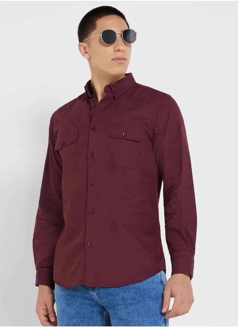 Seventy Five Pure Cotton Casual Double Pocket Shirt