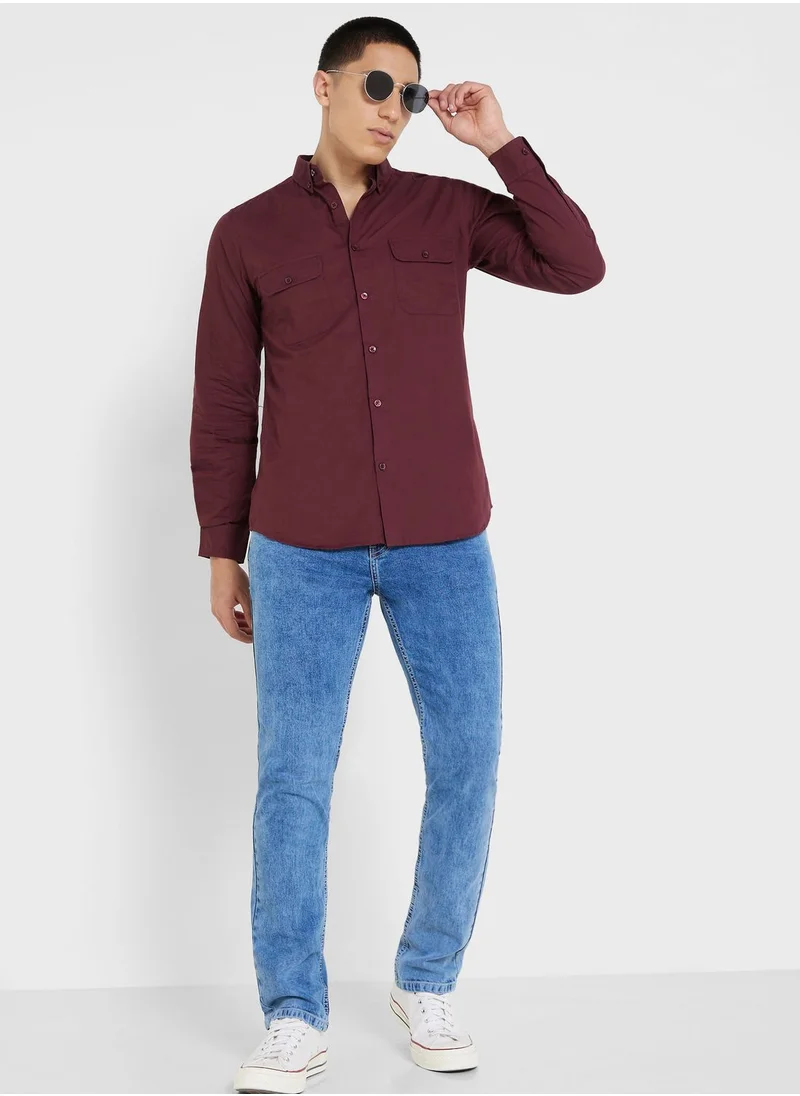 Seventy Five Pure Cotton Casual Double Pocket Shirt