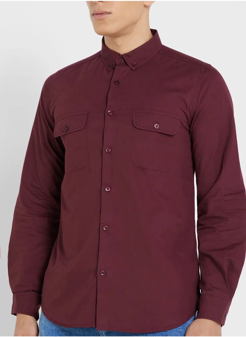 Seventy Five Pure Cotton Casual Double Pocket Shirt