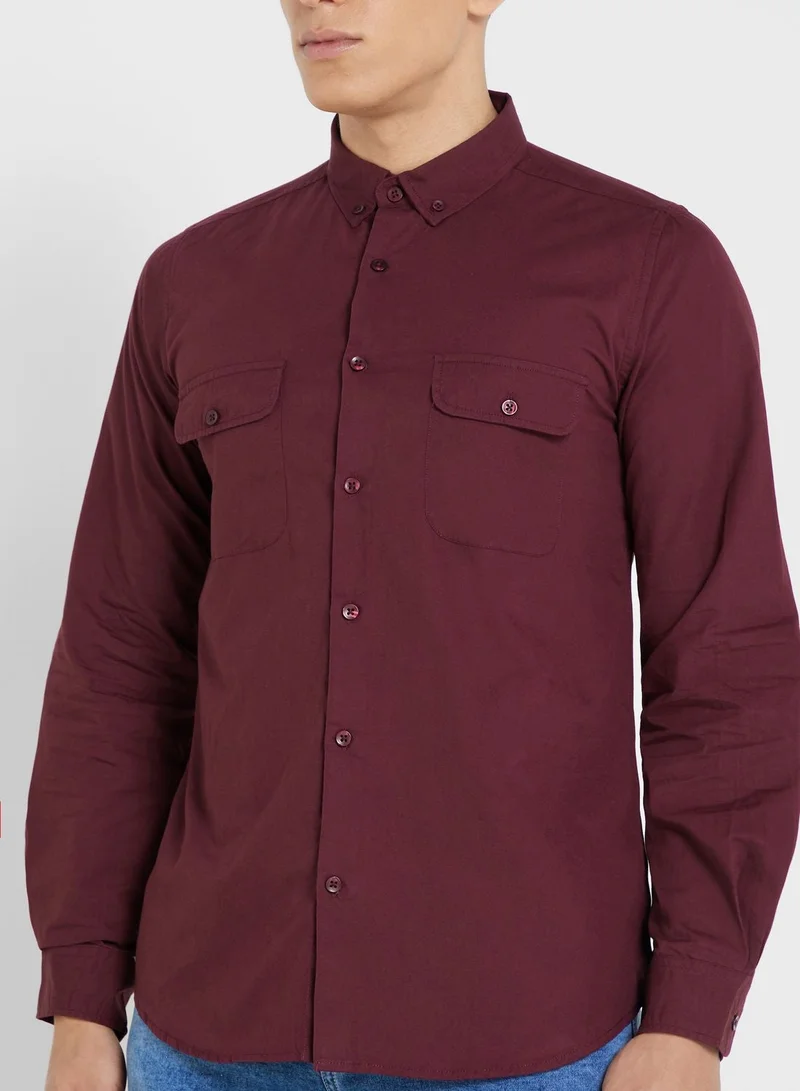 Seventy Five Pure Cotton Casual Double Pocket Shirt