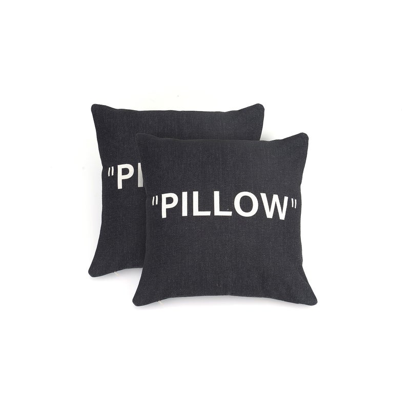 TwoDays Hypebeast Room Decor Off White Inspired Pillow Quotation Decorative Throw Pillow Cover Sneakerhead Decor Square Cushion Case for Home Sofa Couch Decoration Black 1616 Set of 2