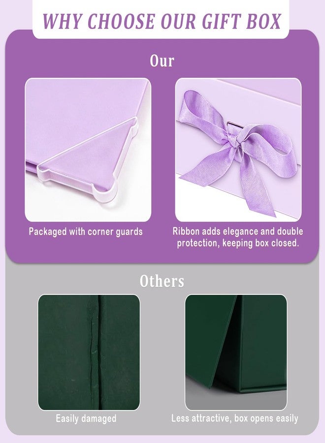 iefoah Purple Gift Box for Presents 10.2×7.5×3.1'' Gift Boxes with Lids Magnetic Closure Groomsman Bridesmaid Proposal Box for Wedding Birthday Valentine Bridal Showers Gift Packaging - Image 5