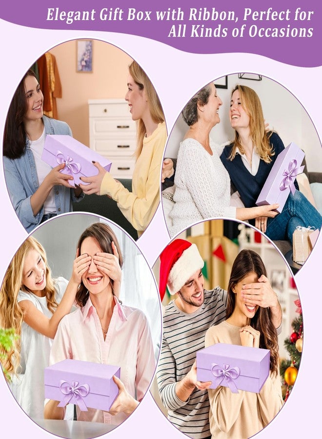 iefoah Purple Gift Box for Presents 10.2×7.5×3.1'' Gift Boxes with Lids Magnetic Closure Groomsman Bridesmaid Proposal Box for Wedding Birthday Valentine Bridal Showers Gift Packaging - Image 4