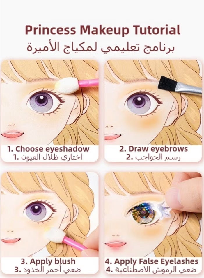 Saudi Select Girls Beauty Play sets, A Princess Makeup and Dressup Book in bag shape with coloring tools and Shining & Sticking Diamonds, Play Make Up Gifts Toy for Girls Ages 3 4 5 6 7 8 9 10 11 12 Years Old - Image 5
