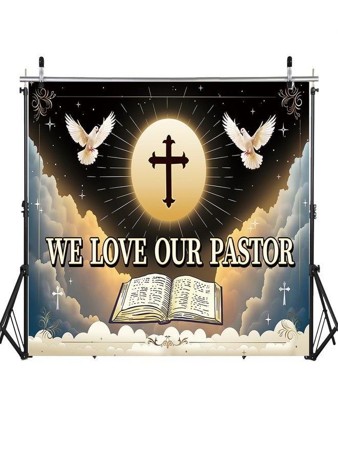 RUYI We Love Our Pastor Backdrop 7x5FT Pastor Appreciation Banner Background for Church Cross Christian Thanksgiving Party Decorations Supplies Photo Props - Image 2
