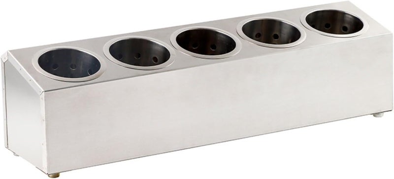 Gralara Stainless Steel Cutlery Box Drain Holes Stainless Steel Utensil Holder Rust Resistant Flatware Holder for Restaurants , Double Row 6 Compartments 385x302x195 MM - Image 1