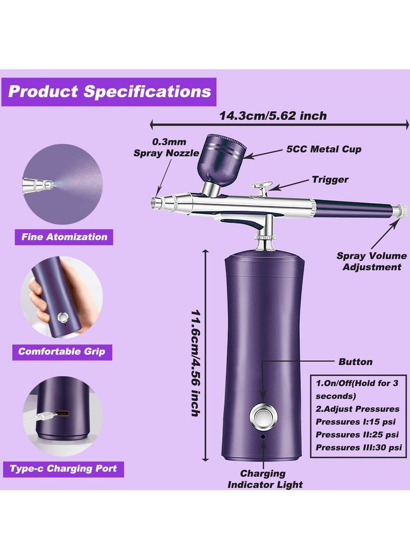Y&D Airbrush Kit with Compressor 30PSI Dual Action Cordless Gun Set Rechargeable Handheld Mini Air Brushes - Image 4