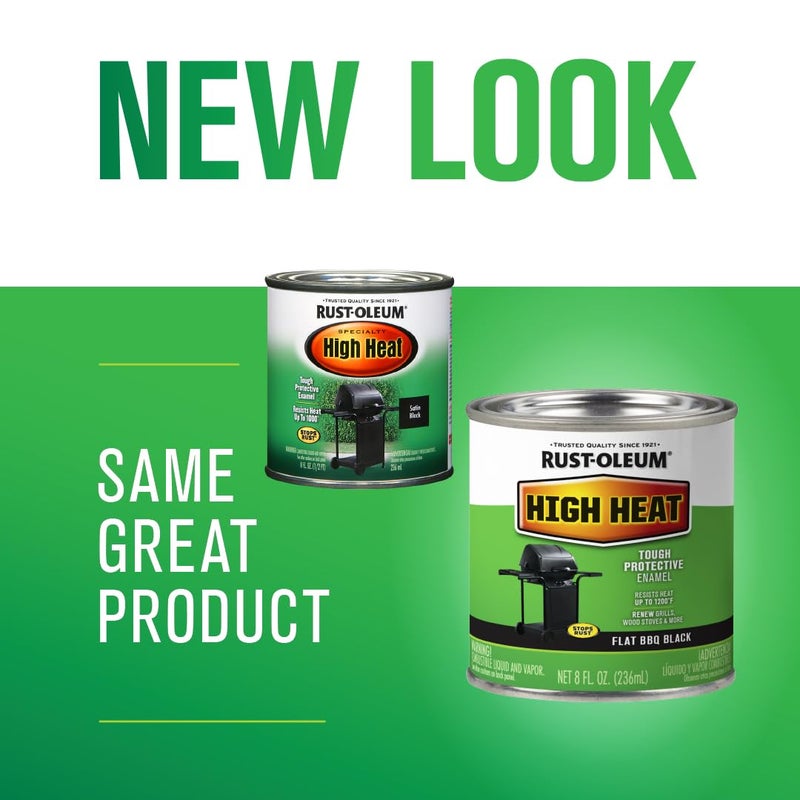 RUST-OLEUM راست-أوليوم 7778730 1/2 باينت 8 أونصة طلاء حماية، ساتين باربكيو أسود - Image 2