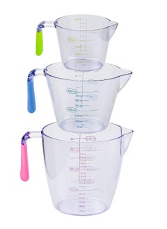 3pcs Clear Measuring Jug 200ml 400ml 900ml Plastic Measuring Cups Set Transparent Gradient Accuracy with Handle for Kitchen Cooking Baking