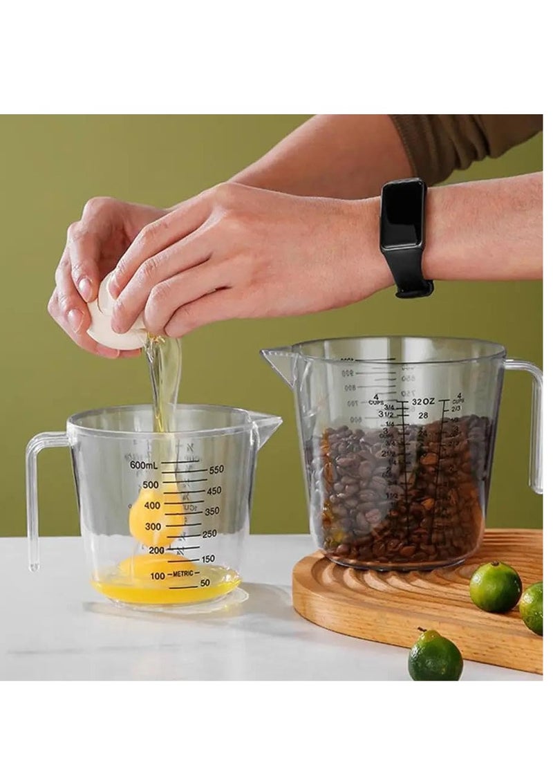 Generic - 3pcs Clear Measuring Jug 200ml 400ml 900ml Plastic Measuring Cups Set Transparent Gradient Accuracy with Handle for Kitchen Cooking Baking - Image 1