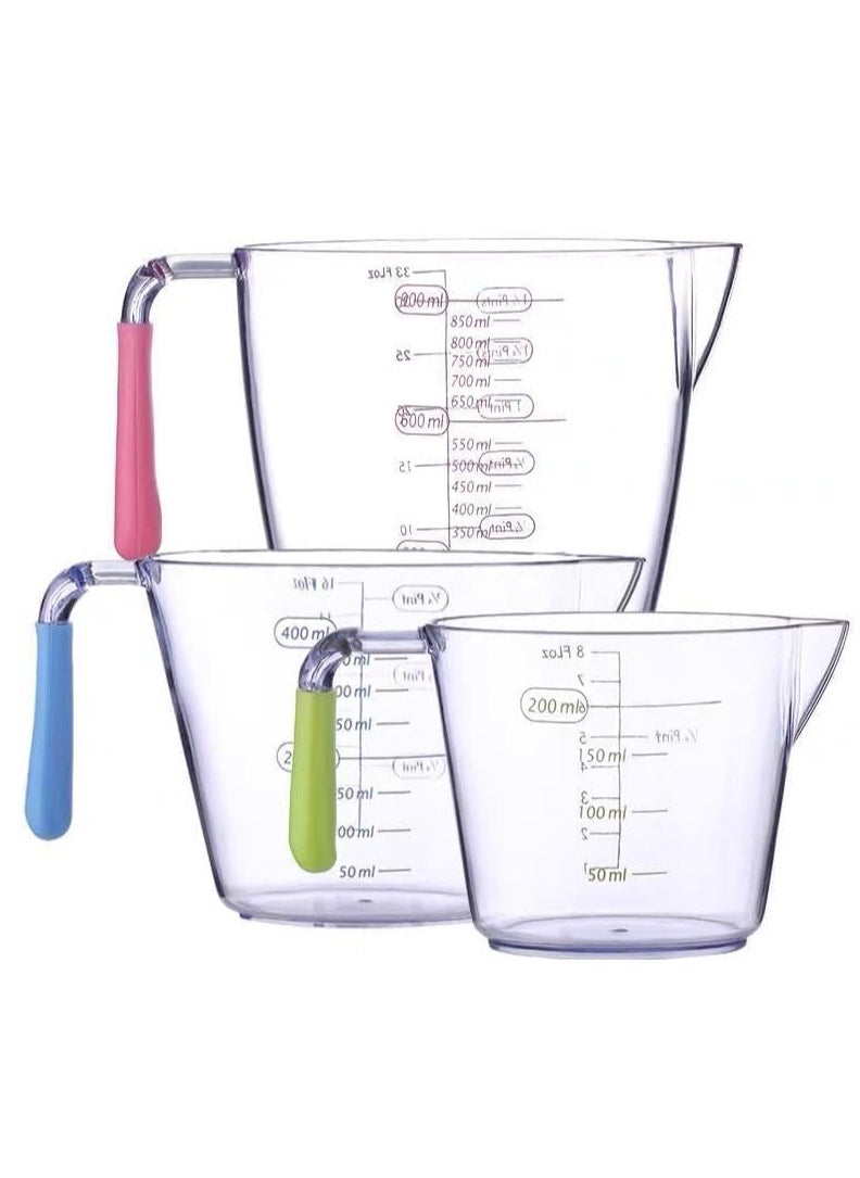 Generic - 3pcs Clear Measuring Jug 200ml 400ml 900ml Plastic Measuring Cups Set Transparent Gradient Accuracy with Handle for Kitchen Cooking Baking - Image 1