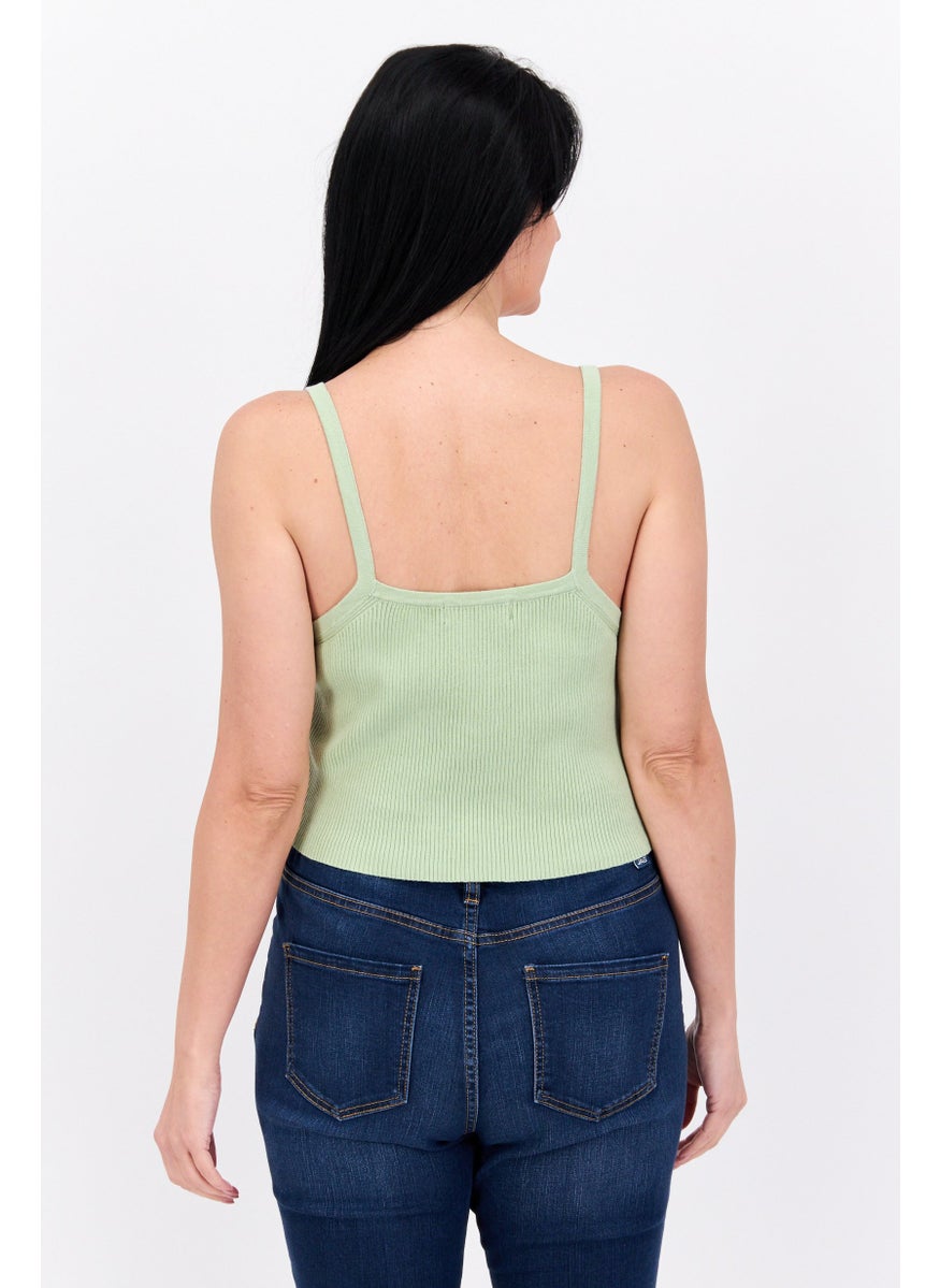 Missguided Women Square Neck Sleeveless Textured Crop Top, Mint Green  - Image 2