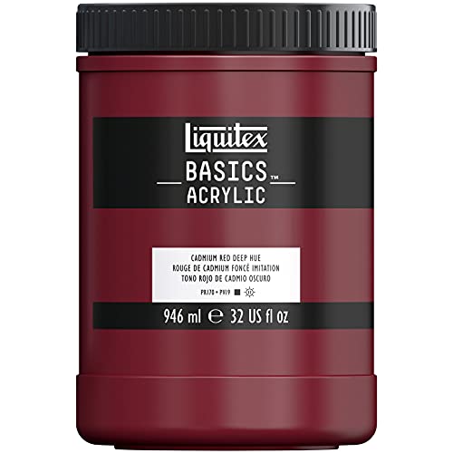 Liquitex BASICS Acrylic Paint 32-oz jar, Cadmium Red Deep Hue - Image 1