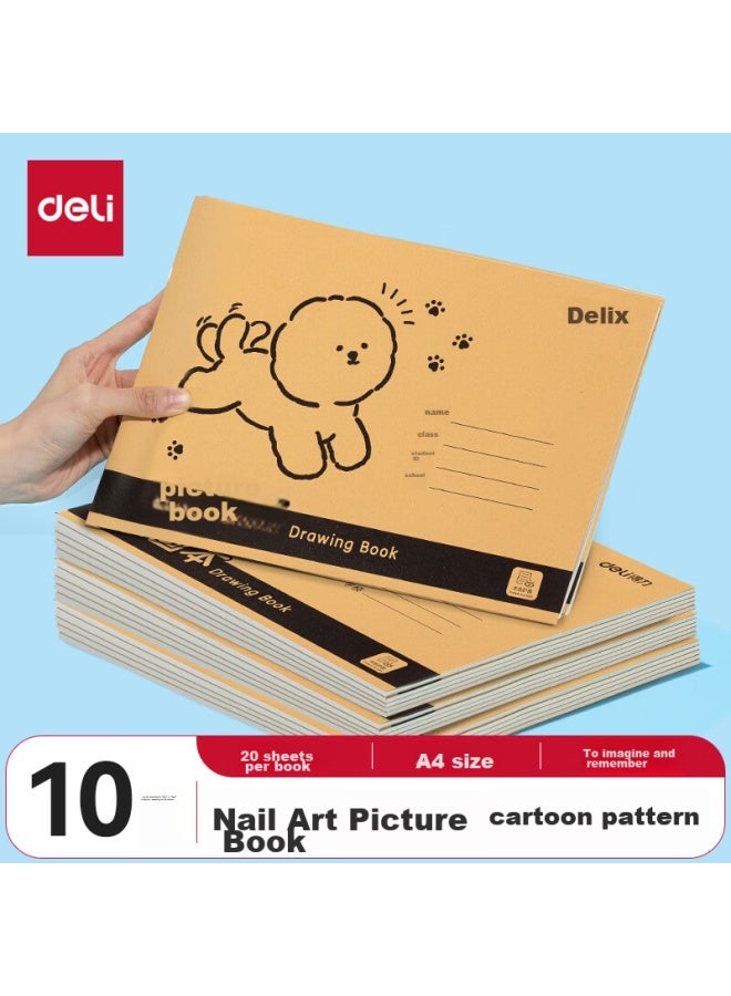 Deli Pack 200-page A4 Stapled Kraft Paper Sketchbooks For Kindergarten And Elementary School Students, Art Supplies, Drawing Books, Children's Doodle Books, Back-to Gift - Image 1
