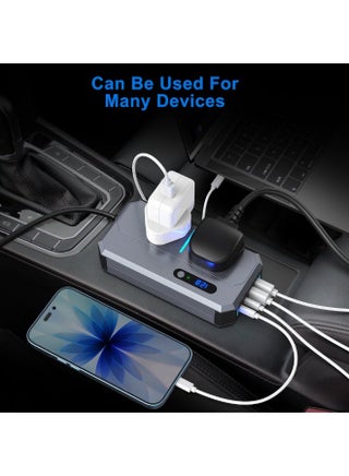 200W سيارة الطاقة العاكس ، تيار مستمر 12V إلى 220V AC سيارة العاكس مناسبة للسيارات و SUVs مع 2 AC Outlets ، 2 USB ، 2 نوع C ميناء وعرض LED (رمادي) - view 5