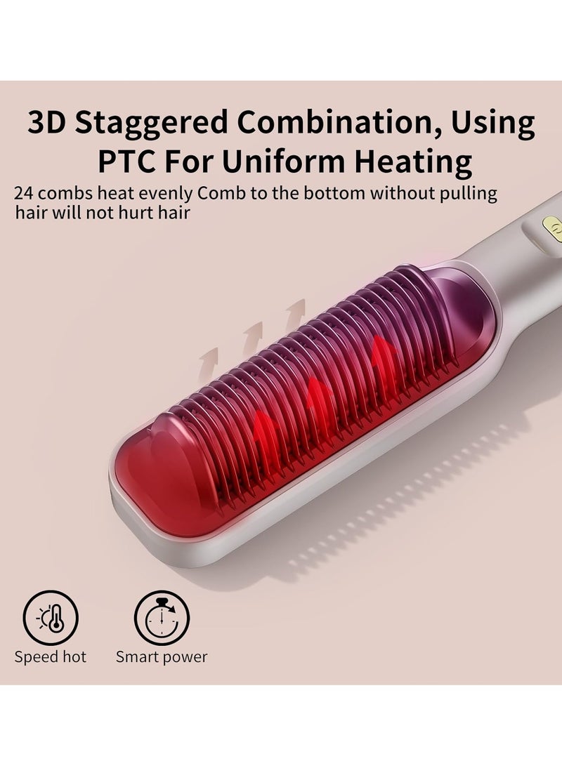 Generic 2in1 Hair Straightener Brush, Hair Iron with Built-in Comb Perfect for Professional Salon at Home travel Dual Heat Settings， One Step Hair Styler For All Hair Types，Professional Powerful Ceramic Tourmaline Ionic Hot   Brush  - Image 5