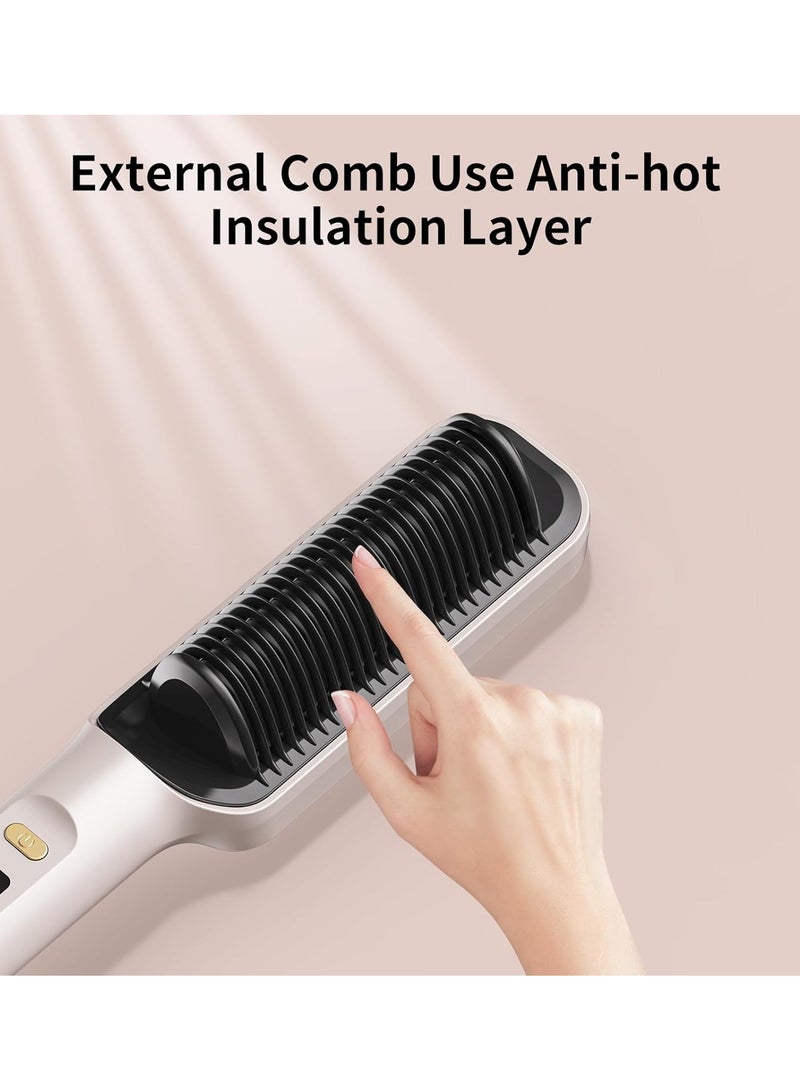 Generic 2in1 Hair Straightener Brush, Hair Iron with Built-in Comb Perfect for Professional Salon at Home travel Dual Heat Settings， One Step Hair Styler For All Hair Types，Professional Powerful Ceramic Tourmaline Ionic Hot   Brush  - Image 2