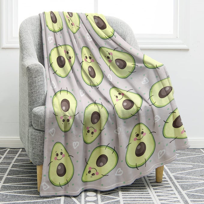 AVOCADO FRUIT BLANKET CUTE JUMPING AVOCADO PRINT GIFTS FOR WOMEN KIDS GIRLS HOME BEDROOM LIVING ROOM DECOR SOFT COZY LIGHTWEIGHT THROW BLANKETS 50X60