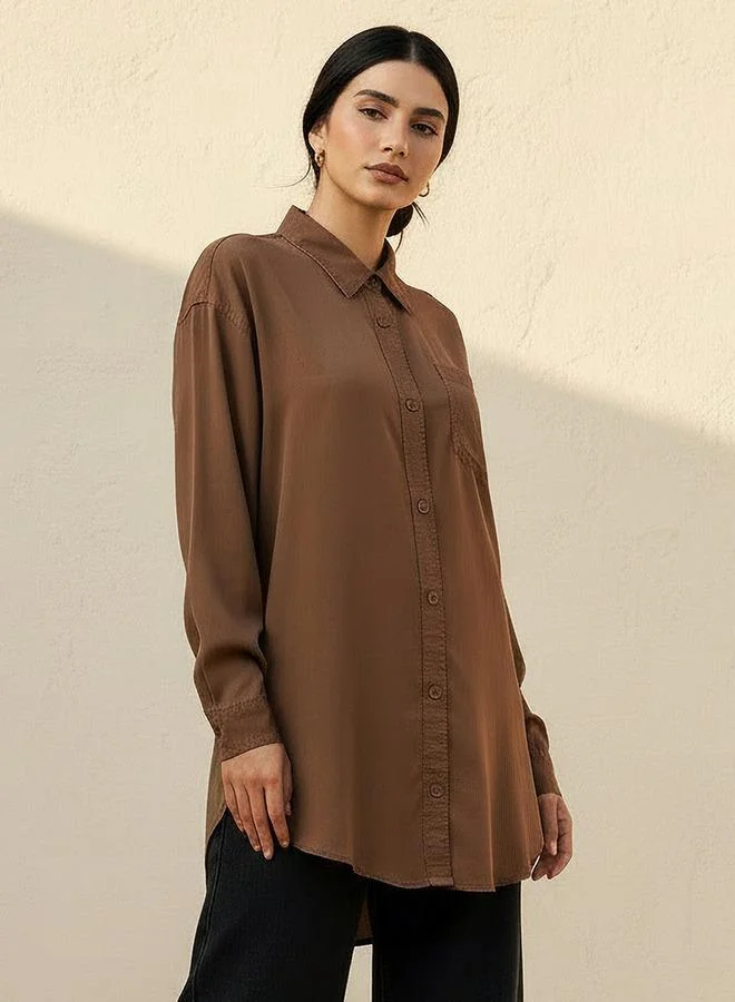 Splash FAV Tencel Longline Shirt with Chest Pocket